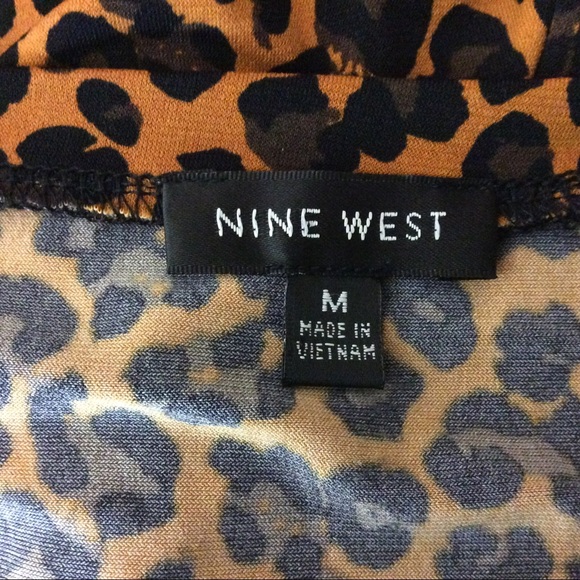 Nine West Cheetah Print Wrap Front Top Medium - Picture 6 of 7